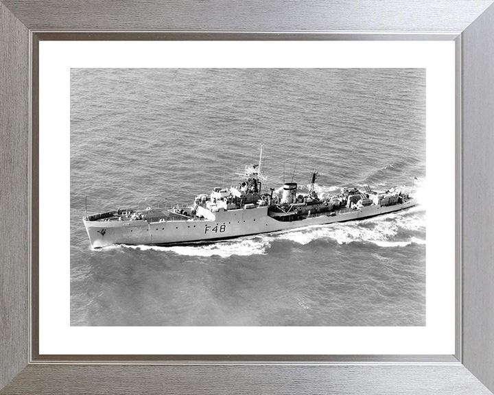 HMS Dundas (F48) Royal Navy Blackwood Class Frigate High Port Side View Photo Print Wall Art Decor Posters, Prints, & Visual Artwork Hampshire Prints 10 x 8 Silver Frame Yes