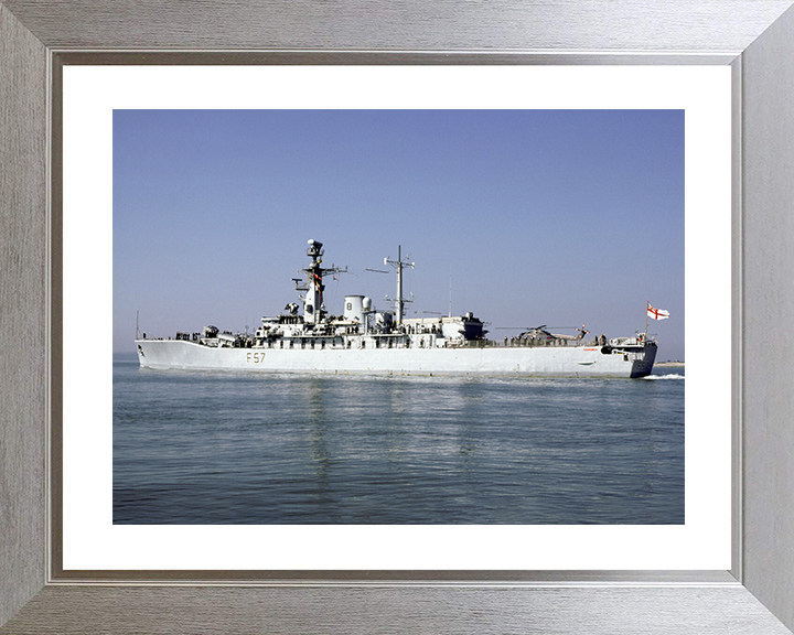 HMS Andromeda (F57) Royal Navy Leander Class Frigate Leaving Portsmouth Harbour Photo Print Wall Art Decor Posters, Prints, & Visual Artwork Hampshire Prints 10 x 8 Silver Frame Yes