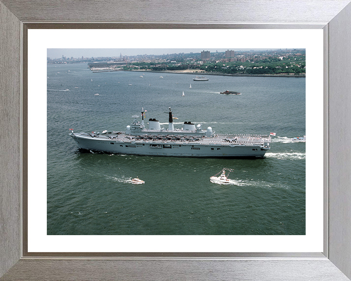 HMS Ark Royal (R07) Photo Print - New York 1986 - Royal Navy Invincible Class Aircraft Carrier Hampshire Prints 10 x 8 Silver Frame Yes