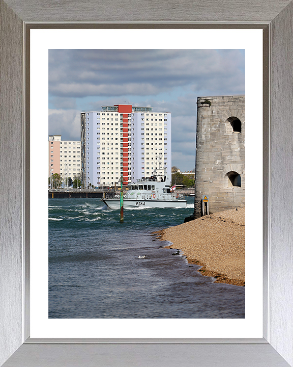 HMS Archer (P264) Photo Print - Round Tower 2017 - Royal Navy Archer Class P2000 Patrol Vessel Posters, Prints, & Visual Artwork Hampshire Prints 10 x 8 Silver Frame Yes