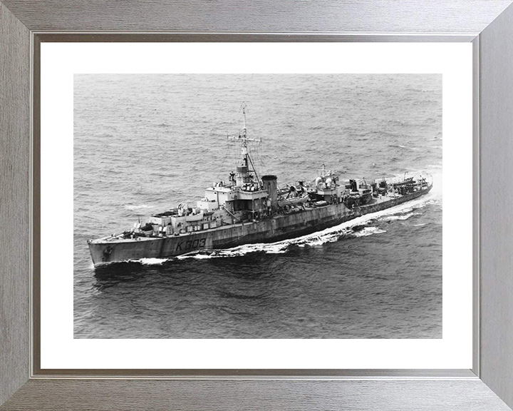 HMS Lossie (K303) Photo Print - at sea - Royal Navy River Class Frigate Posters, Prints, & Visual Artwork Hampshire Prints 10 x 8 Silver Frame Yes