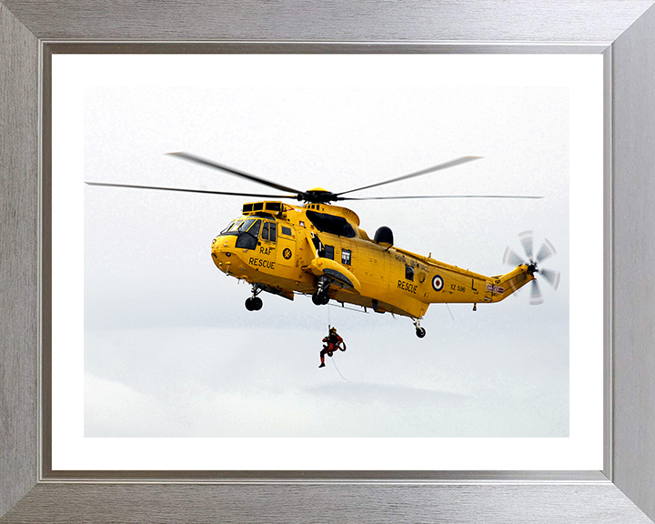 RAF Search and Rescue (SAR) Sea King Helicopter Photo Print - Royal Air Force Aircraft Hampshire Prints 10 x 8 Silver Frame Yes