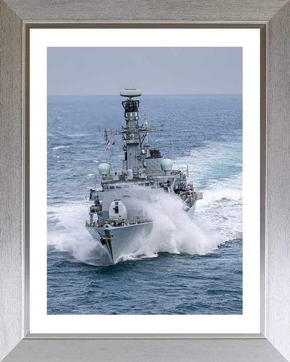HMS Iron Duke (F234) Photo Print - Bow View 2025 - Royal Navy Type 23 Frigate Hampshire Prints 10 x 8 Silver Frame Yes