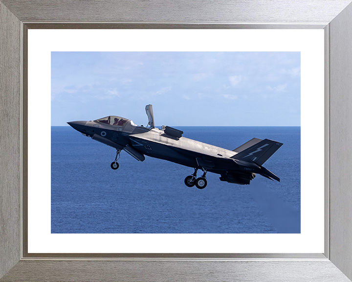F-35B Lighting Jet Takeoff Aug 2025 Photo Print - Royal Navy Aircraft Posters, Prints, & Visual Artwork Hampshire Prints 10 x 8 Silver Frame Yes