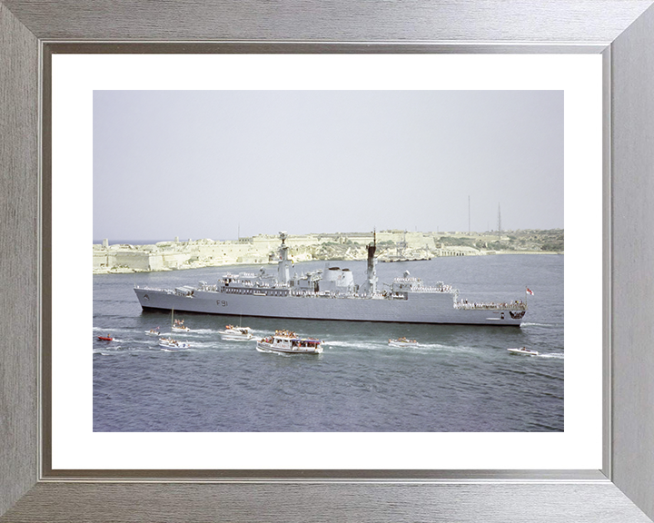 HMS Brazen (F91) Royal Navy Type 22 Frigate Leaving Valletta Malta Photo Print Wall Art Decor Posters, Prints, & Visual Artwork Hampshire Prints 10 x 8 Silver Frame Yes