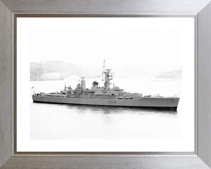 HMS Ajax (F114) Royal Navy Leander Class Frigate Photo Print Warship Wall Art Posters, Prints, & Visual Artwork Hampshire Prints 10 x 8 Silver Frame Yes