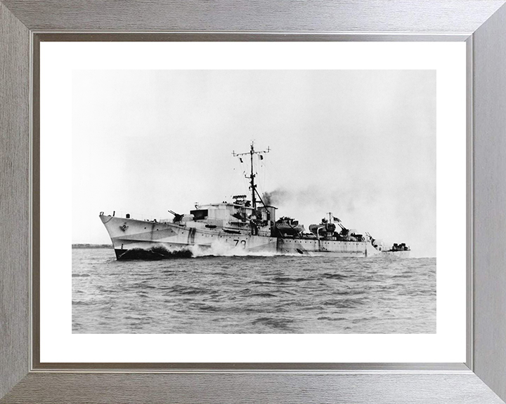HMS Brissenden (L79) Royal Navy Hunt Class Destroyer Port Side View Photo Print Wall Art Decor Posters, Prints, & Visual Artwork Hampshire Prints 10 x 8 Silver Frame Yes