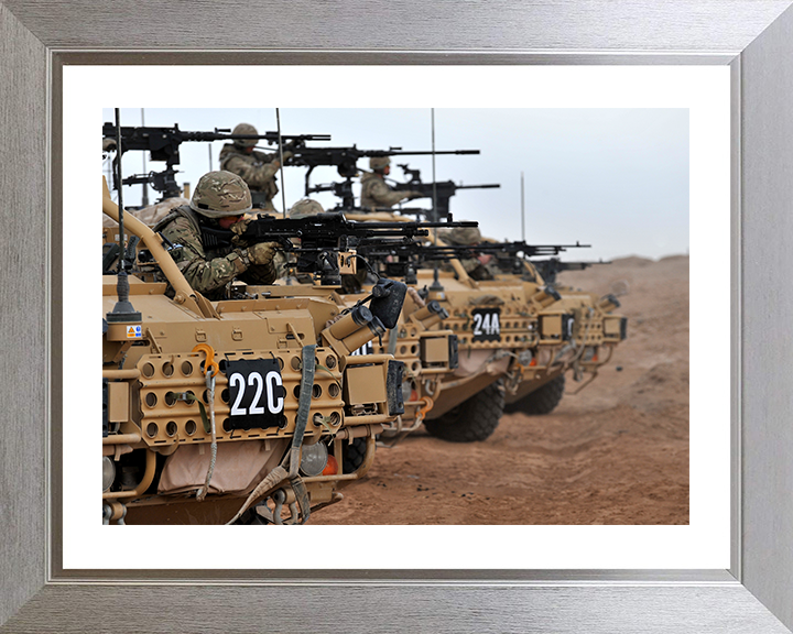 RAF Regiment Soldier firing from a Jackal patrol vehicle Photo Print - Royal Air Force Hampshire Prints 10 x 8 Silver Frame Yes