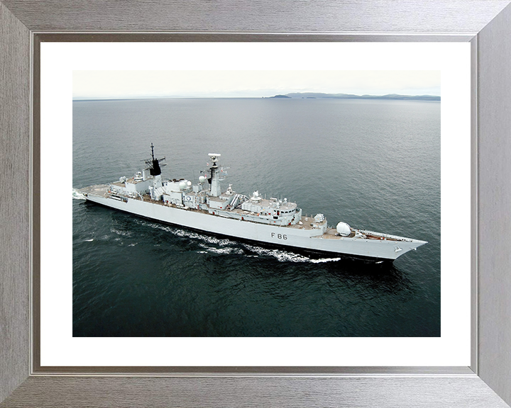 HMS Campbeltown (F86) Royal Navy Type 22 Frigate High Starboard View Photo Print Wall Art Decor Posters, Prints, & Visual Artwork Hampshire Prints 10 x 8 Silver Frame Yes