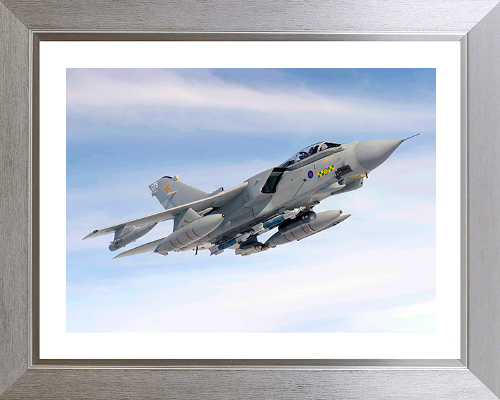 RAF Tornado GR4 Jet in Flight 2009 Photo Print - Royal Air Force Aircraft Posters, Prints, & Visual Artwork Hampshire Prints 10 x 8 Silver Frame Yes