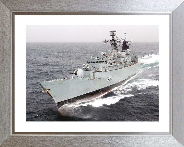 HMS Chatham (F87) Royal Navy Type 22 Frigate Underway Port Bow View Photo Print Wall Art Decor Posters, Prints, & Visual Artwork Hampshire Prints 10 x 8 Silver Frame Yes