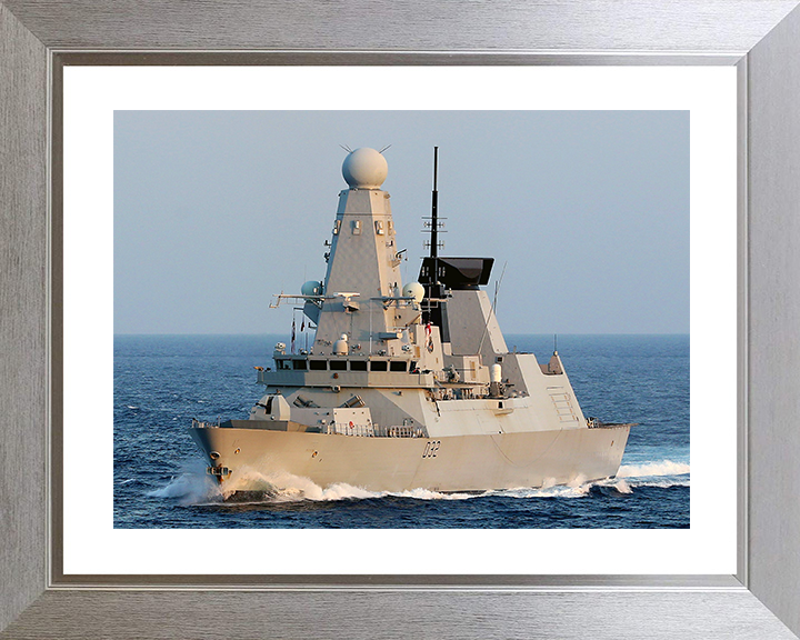 HMS Daring (D32) Royal Navy Type 45 Destroyer Port Bow View Photo Print Wall Art Decor Posters, Prints, & Visual Artwork Hampshire Prints 10 x 8 Silver Frame Yes