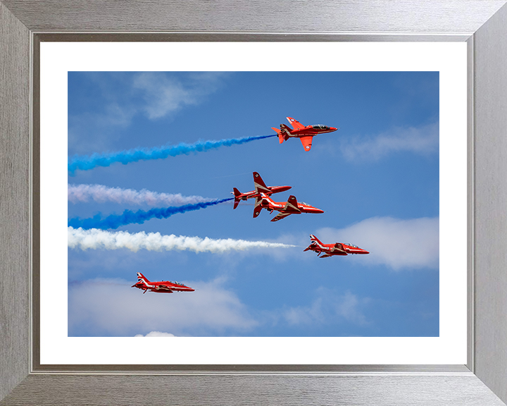 RAF Red Arrows Display 2025 Photo Print - Royal Air Force Aircraft Hampshire Prints 10 x 8 Silver Frame Yes
