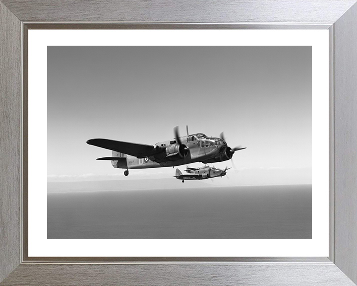 RAF Bristol Beaufort Mark Is in Formation Photo Print - Royal Air Force Aircraft Hampshire Prints 10 x 8 Silver Frame Yes
