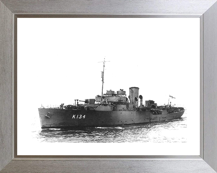 HMS Clover (K134) Photo Print - at sea - Royal Navy Flower Class Corvette Posters, Prints, & Visual Artwork Hampshire Prints 10 x 8 Silver Frame Yes
