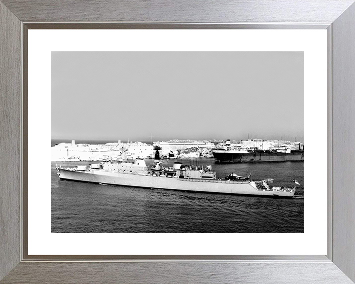 HMS Devonshire (D02) Photo Print - Departs Valletta 1966 - Royal Navy County Class Destroyer Posters, Prints, & Visual Artwork Hampshire Prints 10 x 8 Silver Frame Yes
