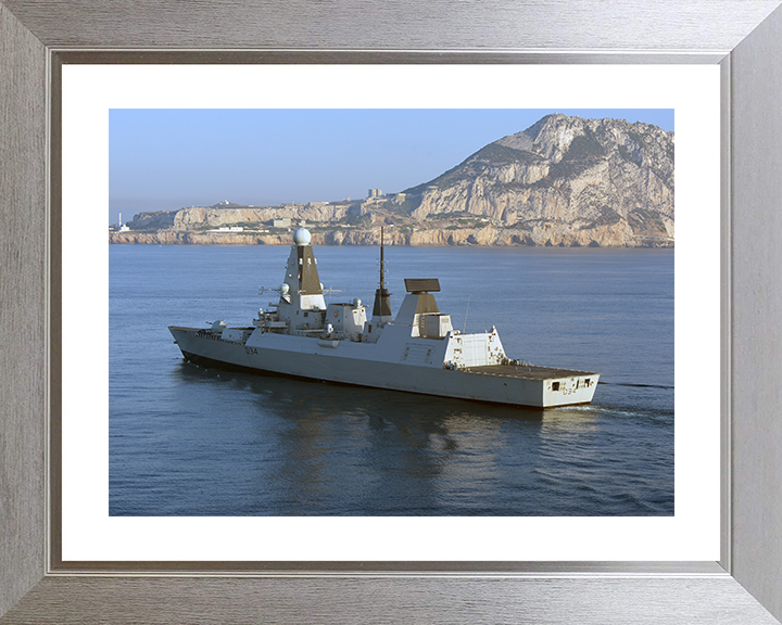 HMS Diamond (D34) Photo Print - Off Gibraltar 2012 - Royal Navy Type 45 Destroyer Posters, Prints, & Visual Artwork Hampshire Prints 10 x 8 Silver Frame Yes
