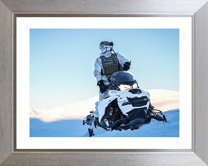 Royal Marine operating an Oversnow Reconnaissance Vehicle Photo Print 30 Commando Wall Art Military Decor UK Posters, Prints, & Visual Artwork Hampshire Prints 10 x 8 Silver Frame Yes