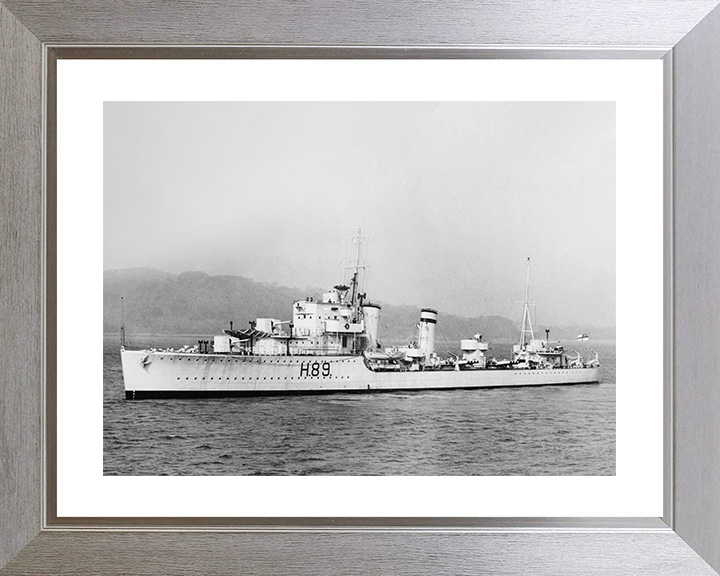 HMS Grafton (H89) Photo Print - At Sea 1936 - Royal Navy G Class Destroyer Posters, Prints, & Visual Artwork Hampshire Prints 10 x 8 Silver Frame Yes