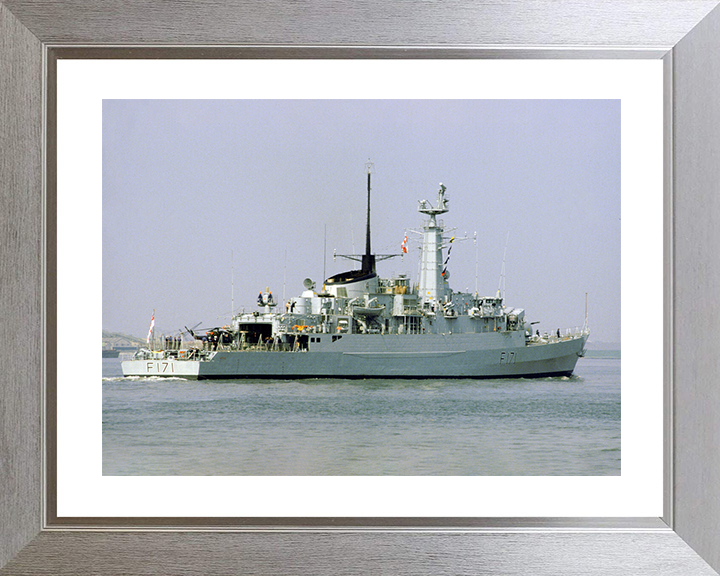 HMS Active (F171) Royal Navy Type 21 Frigate Photo Print Starboard Quarter View Warship Wall Art Posters, Prints, & Visual Artwork Hampshire Prints 10 x 8 Silver Frame Yes
