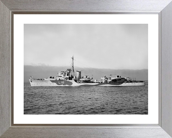 HMS Stevenstone (L16) Photo Print - Port Side 1947 - Royal Navy Hunt Class Destroyer Posters, Prints, & Visual Artwork Hampshire Prints 10 x 8 Silver Frame Yes