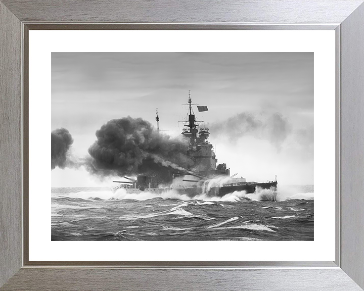 HMS Duke of York (17) Photo Print - Broadside 1943 - Royal Navy King George V Class Battleship Posters, Prints, & Visual Artwork Hampshire Prints 10 x 8 Silver Frame Yes