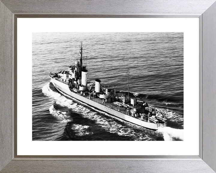 HMS Garland (H37) Photo Print - At Sea 1945 - Royal Navy G Class Destroyer Posters, Prints, & Visual Artwork Hampshire Prints 10 x 8 Silver Frame Yes