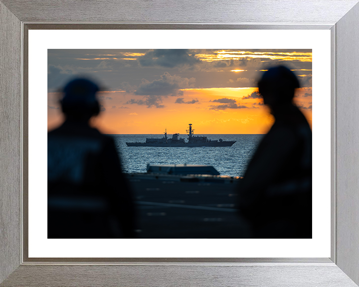 HMS Richmond (F239) Photo Print - From HMS Prince of Wales 2025 - Royal Navy Type 23 Frigate Hampshire Prints 10 x 8 Silver Frame Yes