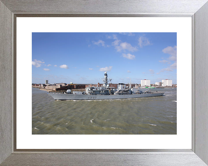 HMS Westminster (F237) Photo Print - Leaving Portsmouth - Royal Navy Type 23 Frigate Hampshire Prints 10 x 8 Silver Frame Yes
