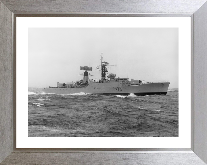 HMS Leopard (F14) Photo Print - At Sea 1973 - Royal Navy Leopard Class Frigate Hampshire Prints 10 x 8 Silver Frame Yes
