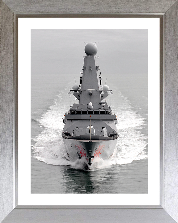 HMS Dragon (D35) Photo Print - Bow View 2011 - Royal Navy Type 45 Destroyer Hampshire Prints 10 x 8 Silver Frame Yes