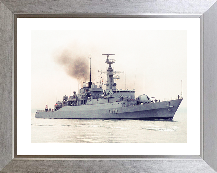 HMS Antelope (F170) Royal Navy Type 21 Frigate Starboard View in Colour Photo Print Wall Art Decor Posters, Prints, & Visual Artwork Hampshire Prints 10 x 8 Silver Frame Yes