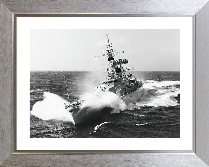 HMS Andromeda (F57) Royal Navy Leander Class Frigate In Rough Seas Photo Print Wall Art Decor Posters, Prints, & Visual Artwork Hampshire Prints 10 x 8 Silver Frame Yes