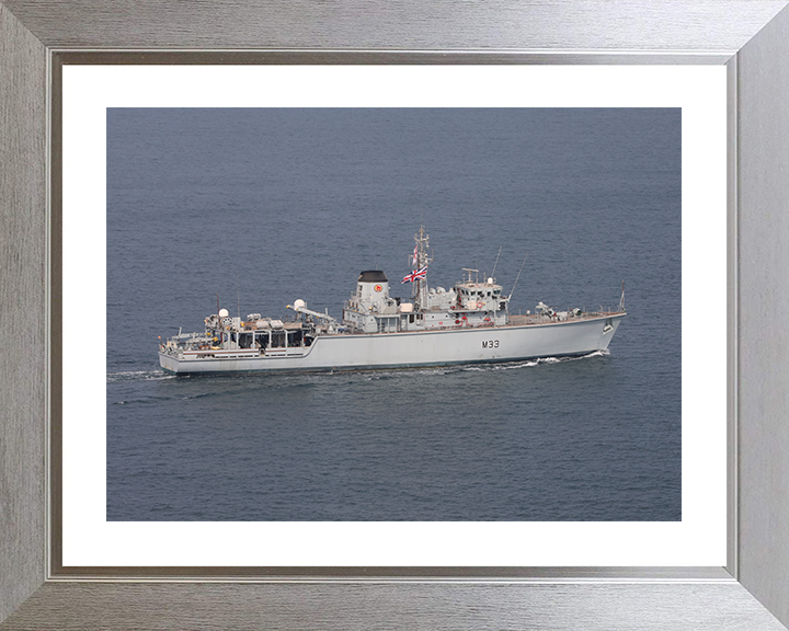 HMS Brocklesby (M33) Photo Print - At Sea 2020 - Royal Navy Hunt Class Mine Warfare Vessel Hampshire Prints 10 x 8 Silver Frame Yes