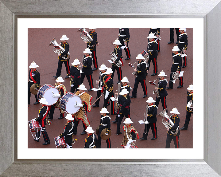 Royal Marines Band Marching on the mall London Photo Print Hampshire Prints 10 x 8 Silver Frame Yes