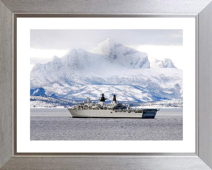 HMS Albion (L14) Royal Navy Albion Class Amphibious Ship Norway 2008 Photo Print Wall Art Naval Decor Posters, Prints, & Visual Artwork Hampshire Prints 10 x 8 Silver Frame Yes