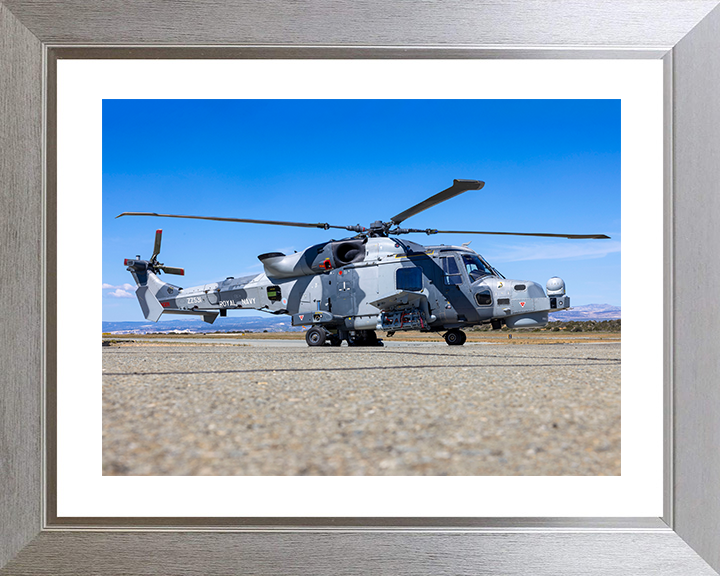 Royal Navy Wildcat helicopter Cyprus 2026 Photo Print Wall Art Naval Aircraft Decor Posters, Prints, & Visual Artwork Hampshire Prints 10 x 8 Silver Frame Yes