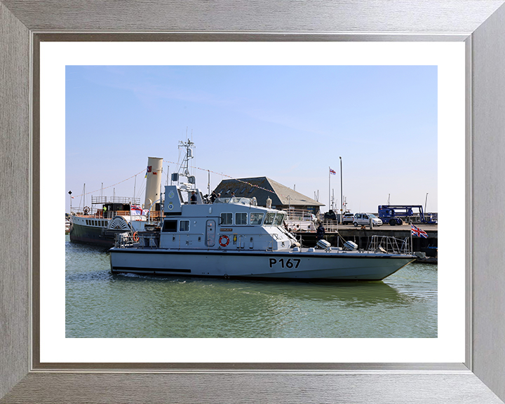 HMS Exploit (P167) Photo Print - Entering Harbour - Royal Navy Archer Class P2000 Patrol Vessel Hampshire Prints 10 x 8 Silver Frame Yes