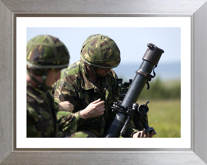 RAF Regiment with a 81mm Mortar Photo Print - Royal Air Force Hampshire Prints 10 x 8 Silver Frame Yes