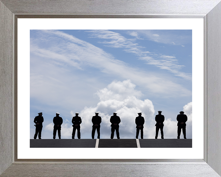 Sailors on a flight desk Ski Jump Photo Print - Royal Navy Hampshire Prints 10 x 8 Silver Frame Yes