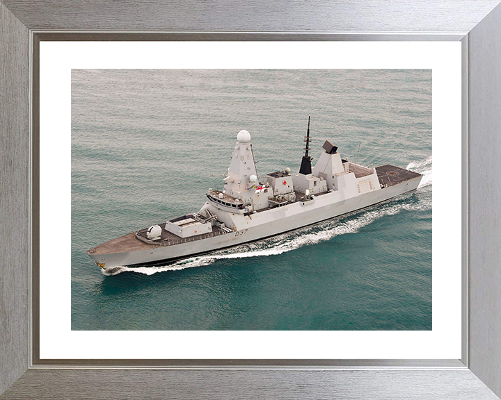 HMS Duncan (D37) Royal Navy Type 45 Destroyer High Starboard Bow View Photo Print Wall Art Decor Posters, Prints, & Visual Artwork Hampshire Prints 10 x 8 Silver Frame Yes