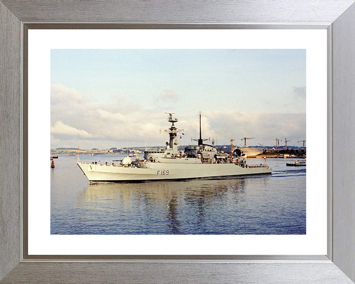 HMS Amazon (F169) Royal Navy Type 21 Frigate Leaving Harbour at Sunset Photo Print Wall Art Decor Posters, Prints, & Visual Artwork Hampshire Prints 10 x 8 Silver Frame Yes
