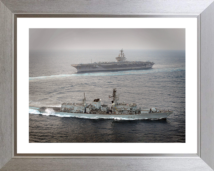 HMS St Albans (F83) Photo Print - With USS George W Bush - Royal Navy Type 23 Frigate Hampshire Prints 10 x 8 Silver Frame Yes