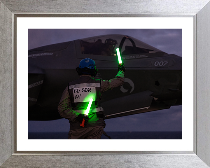 F-35B Lighting Night time Flight 2025 Photo Print - Royal Navy Aircraft Hampshire Prints 10 x 8 Silver Frame Yes