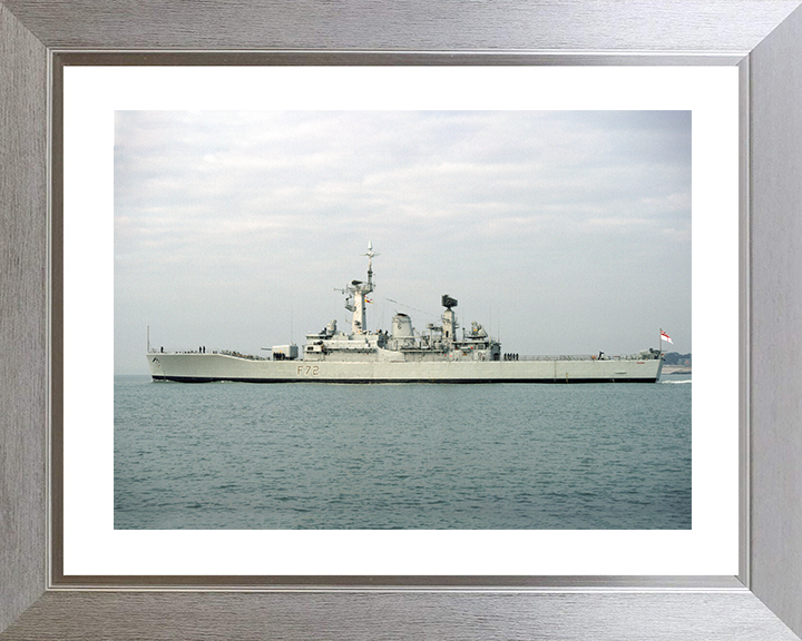 HMS Ariadne (F72) Royal Navy Leander Class Frigate Port Beam View In Colour Photo Print Wall Art Decor Posters, Prints, & Visual Artwork Hampshire Prints 10 x 8 Silver Frame Yes