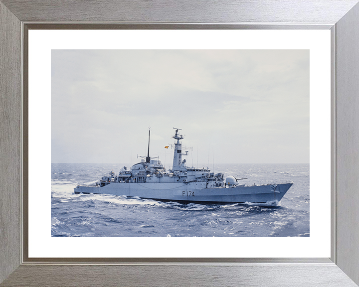HMS Alacrity (F174) Royal Navy Type 21 Frigate Starboard View At Sea Photo Print Wall Art Naval Decor Posters, Prints, & Visual Artwork Hampshire Prints 10 x 8 Silver Frame Yes