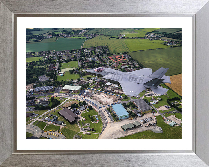 RAF F-35B flying over RAF Marham Photo Print - Royal Air Force Aircraft Hampshire Prints 10 x 8 Silver Frame Yes