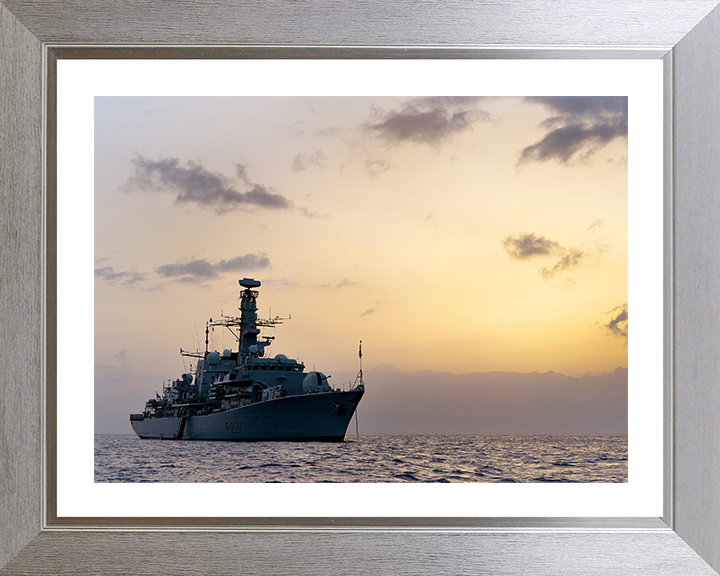 HMS Argyll (F231) Royal Navy Type 23 Frigate Anchored off Montserrat 2014 Photo Print Wall Art Decor Posters, Prints, & Visual Artwork Hampshire Prints 10 x 8 Silver Frame Yes