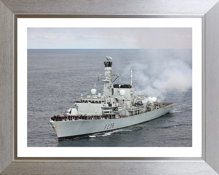 HMS Northumberland (F238) Photo Print - Entering Port - Royal Navy Type 23 Frigate Hampshire Prints 10 x 8 Silver Frame Yes