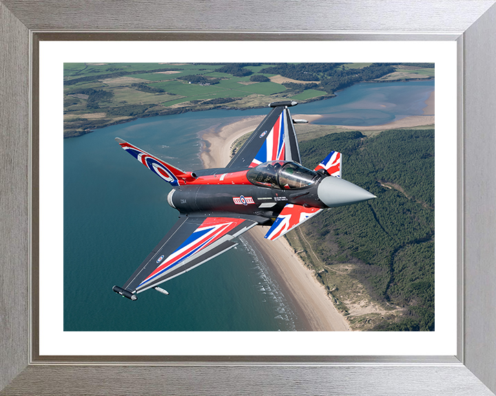 RAF Typhoon Union Jack livery Photo Print - Royal Air Force Aircraft Hampshire Prints 10 x 8 Silver Frame Yes